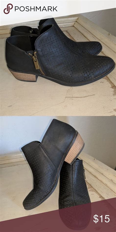 black faux leather booties